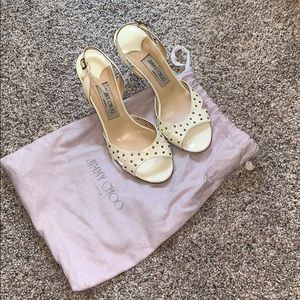 Jimmy Choo Cream Open Toe Slingback Sandals